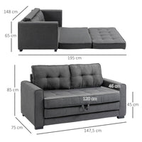 HOMCOM Schlafsofa Klappsofa 2-Sitzer Stoffsofa Bettsofa Sofa mit Schlaffunktion Sofagarnitur – Produktabbildung 3