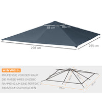 Ersatzdach für Gartenpavillon, Polyester, 2,98 x 2,95 m, Dunkelgrau – Produktabbildung 3