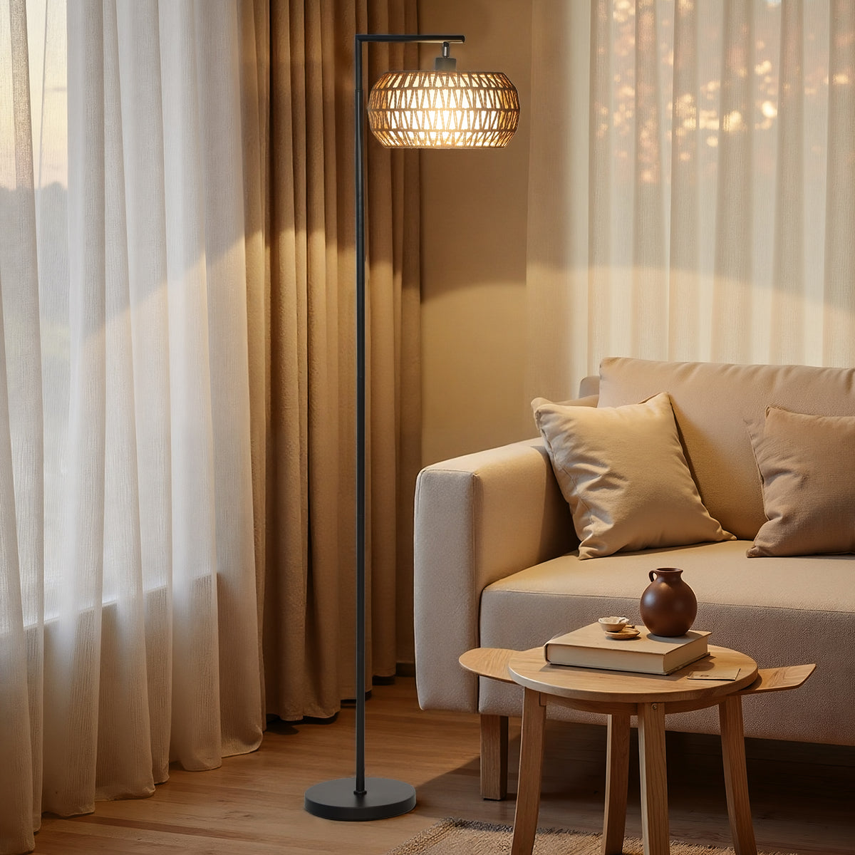 HOMCOM LED Stehlampe mit Doppelschirm, dimmbare Stehleuchte mit 3 Farbtemperaturen für Wohnzimmer – Produktabbildung 2