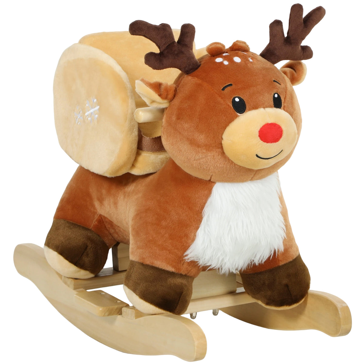 Kinder Schaukelpferd Baby Schaukeltier Rentier mit Schlaflieder, für 18-36 Monate Plüsch 65 x 32 x 55 cm