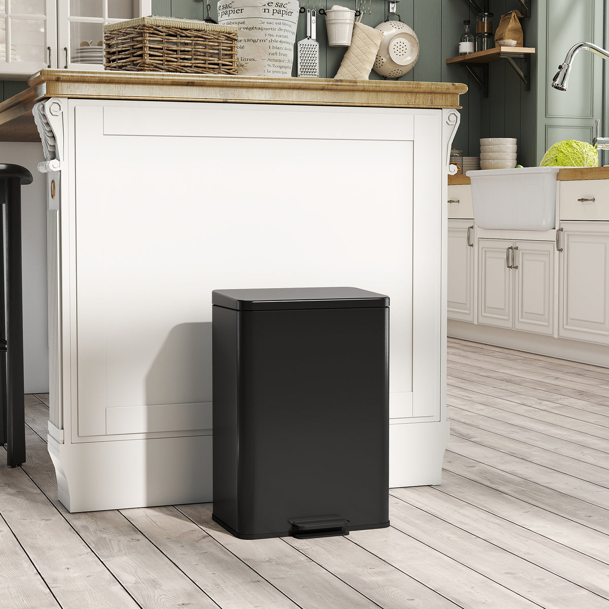 HOMCOM Mülleimer 20 L Treteimer mit Softclose-Deckel, Pedal, abnehmbar Inneneimer Mattschwarz, 34,2 x – Produktabbildung 2