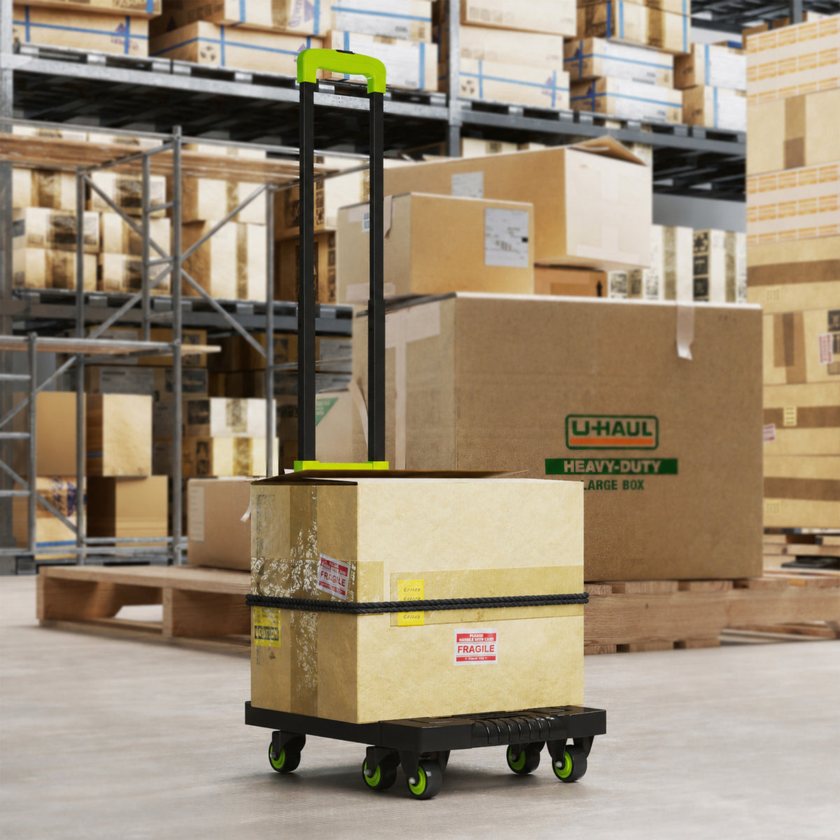 HOMCOM Sackkarre klappbar Metall Transportkarre mit Räder verstellbarem Griff 49 x 35 x 102 cm Grün – Produktabbildung 2
