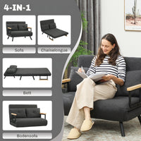 HOMCOM Schlafsofa 2er-Sofa mit Schlaffunktion, inkl. 2 Kissen, Sherpa-Optik, Natur + Dunkelgrau + – Produktabbildung 4