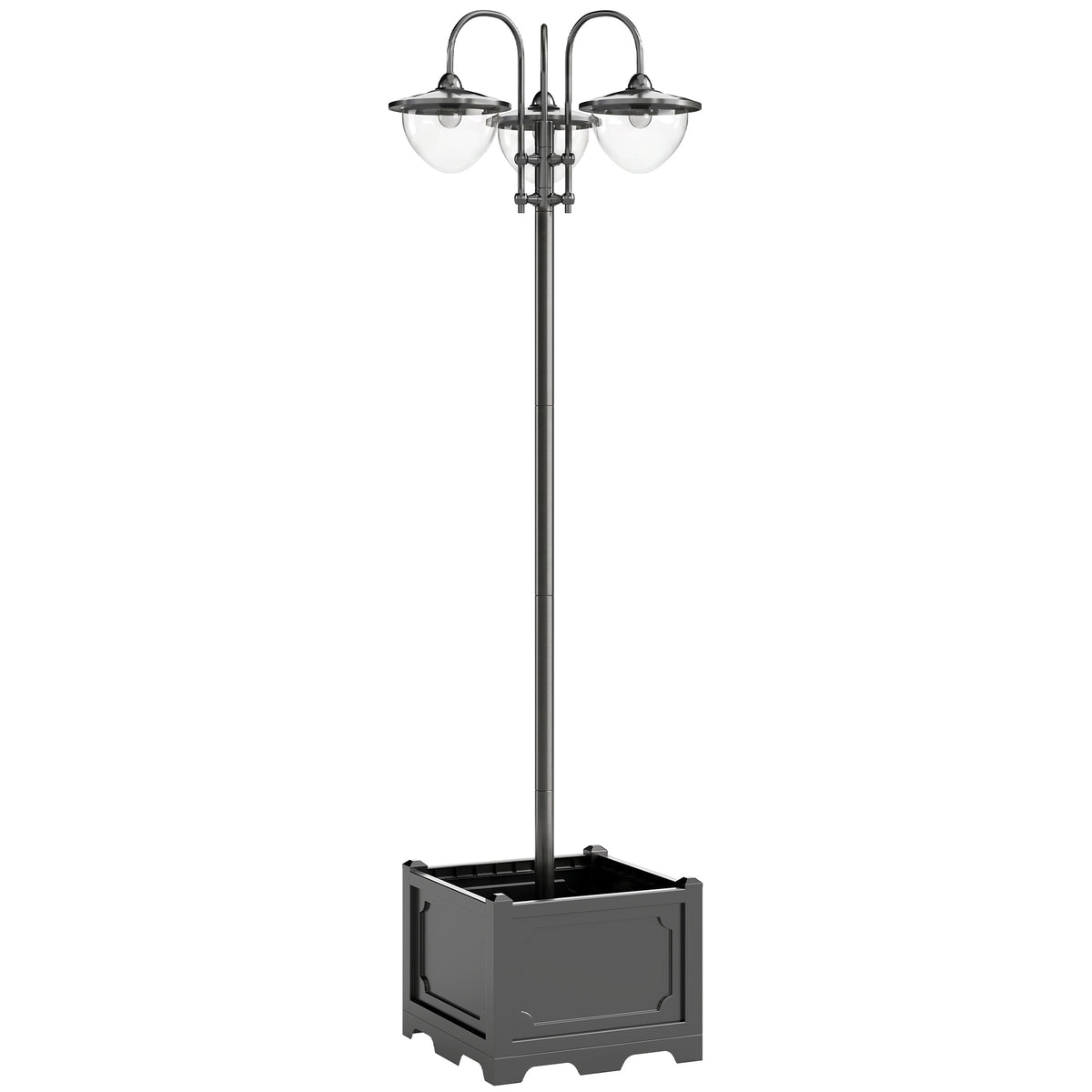 Outsunny Solar Laterne Stehleuchte aus Metall, Gartenlaterne mit Lichtsteuerung, 189 cm hoch, Windlicht