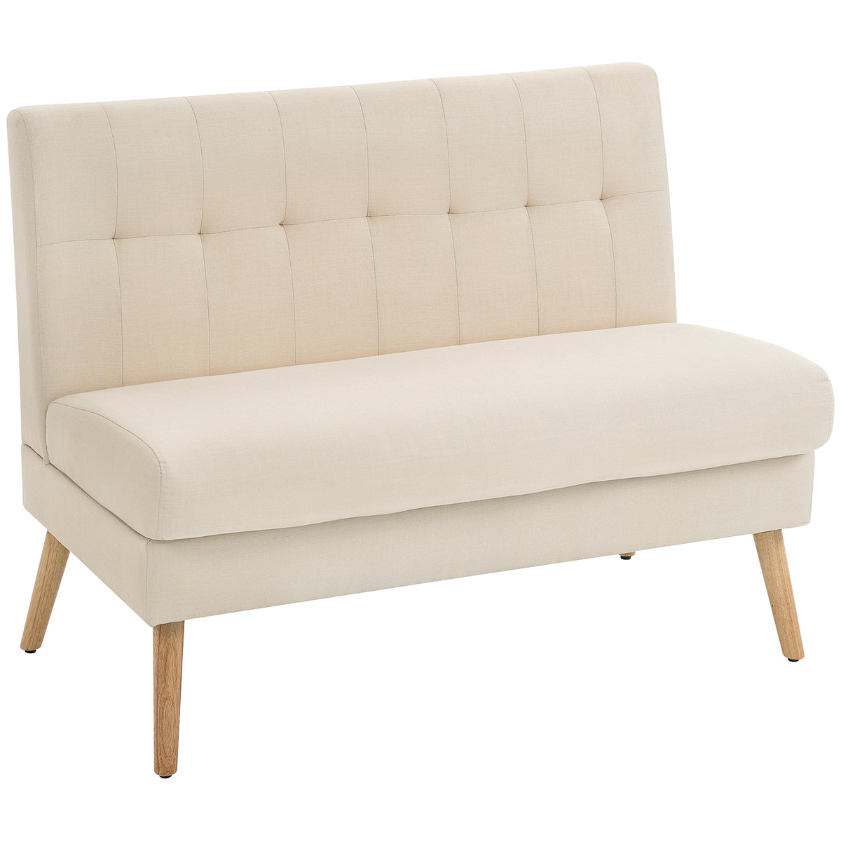 HOMCOM 2-Sitzer-Sofa, getuftete Rückenlehne, Holzbeine, dicke Polsterung, Leinenoptik, für kleine Räume