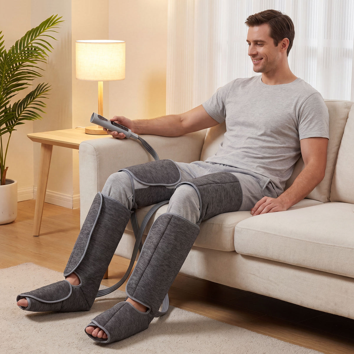 HOMCOM Beinmassager mit Wärme, Kompression, 3 Automodi & 3 Intensitäten, Fuß- und Wadenmassagegerät – Produktabbildung 2