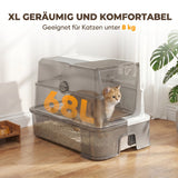 PawHut Katzentoilette aus Edelstahl mit Deckel, XL Katzenstreubox mit Schaufel, herausziehbare Wanne – Produktabbildung 5