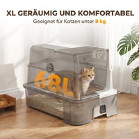 PawHut Katzentoilette aus Edelstahl mit Deckel, XL Katzenstreubox mit Schaufel, herausziehbare Wanne – Produktabbildung 5