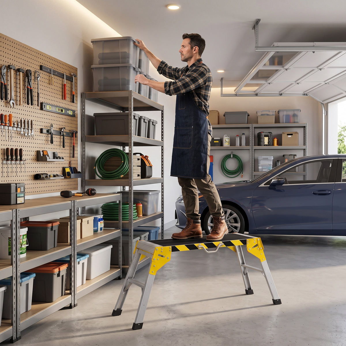 HOMCOM Arbeitsplattform Alu Werkbank Klappbar Arbeitstisch bis 150 kg, Arbeitsbühne mit Griff – Produktabbildung 8