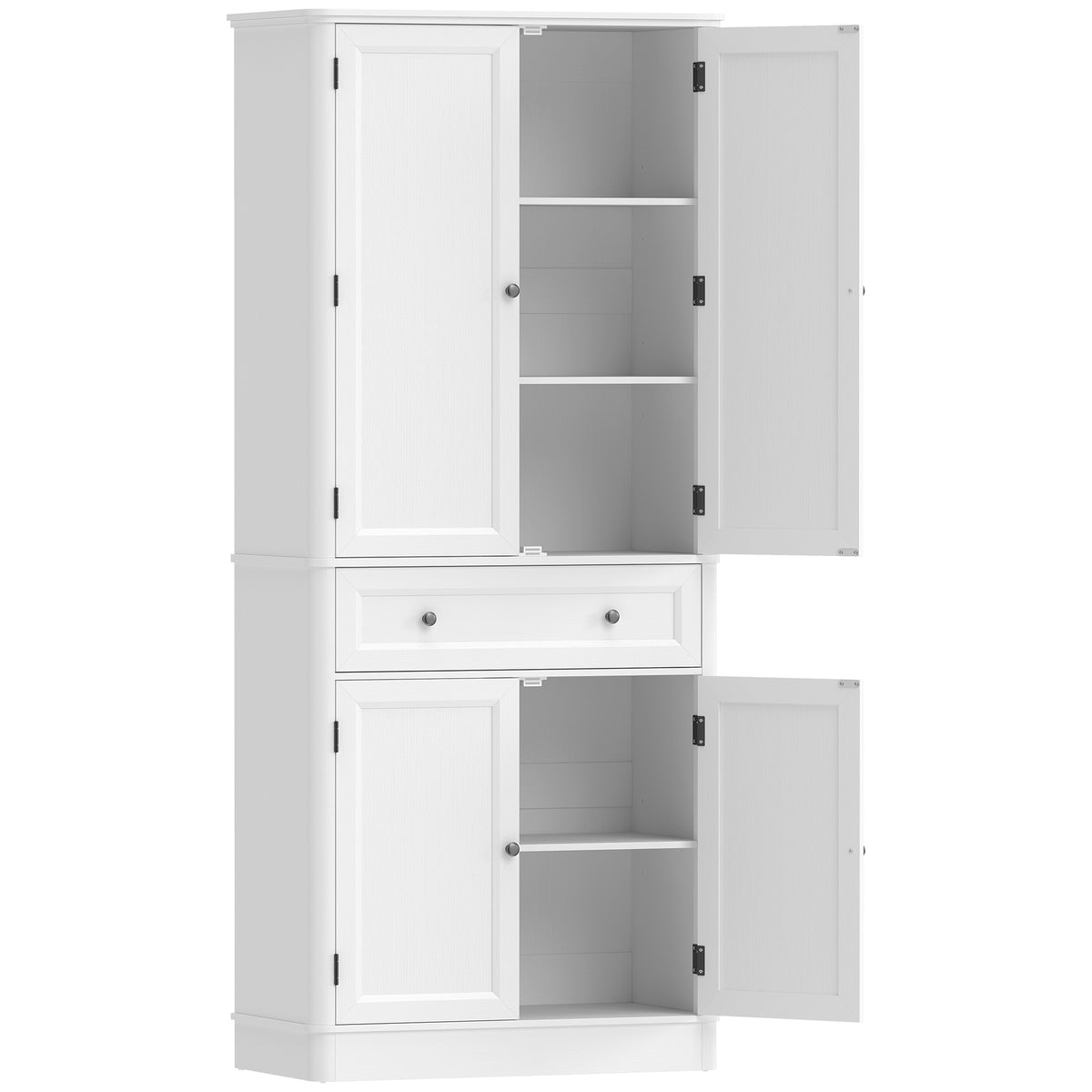 HOMCOM Küchenschrank mit 4 Türen, Schublade und verstellbaren Einlegeböden für Küche, 80 x 39,5 x 186,4 cm