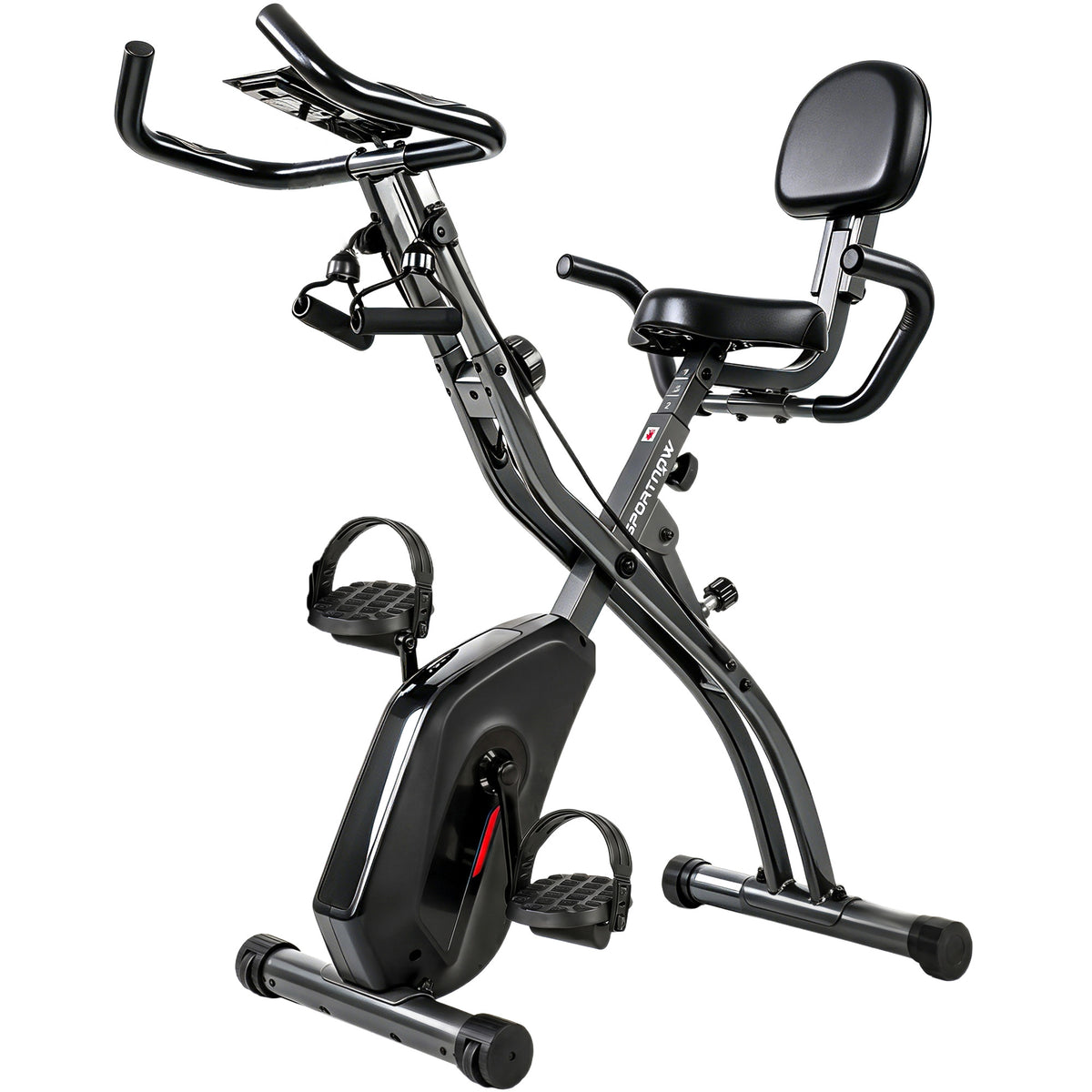 4 in 1 Heimtrainer Fahrrad Klappbar Leise Liegeergometer mit LCD Monitor Bluetooth Herzfrequenz Sensor