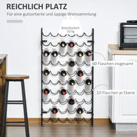 HOMCOM Weinregal für 60 Flaschen Flaschenregal Metall Flaschenhalter 63 x 20,5 x 118 cm Schwarz – Produktabbildung 6
