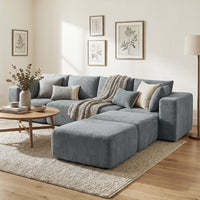 HOMCOM Modulares Ecksofa, U-Form Sofa mit breitem und tiefem Sitz, 2 Hocker, dunkelgrau – Produktabbildung 8