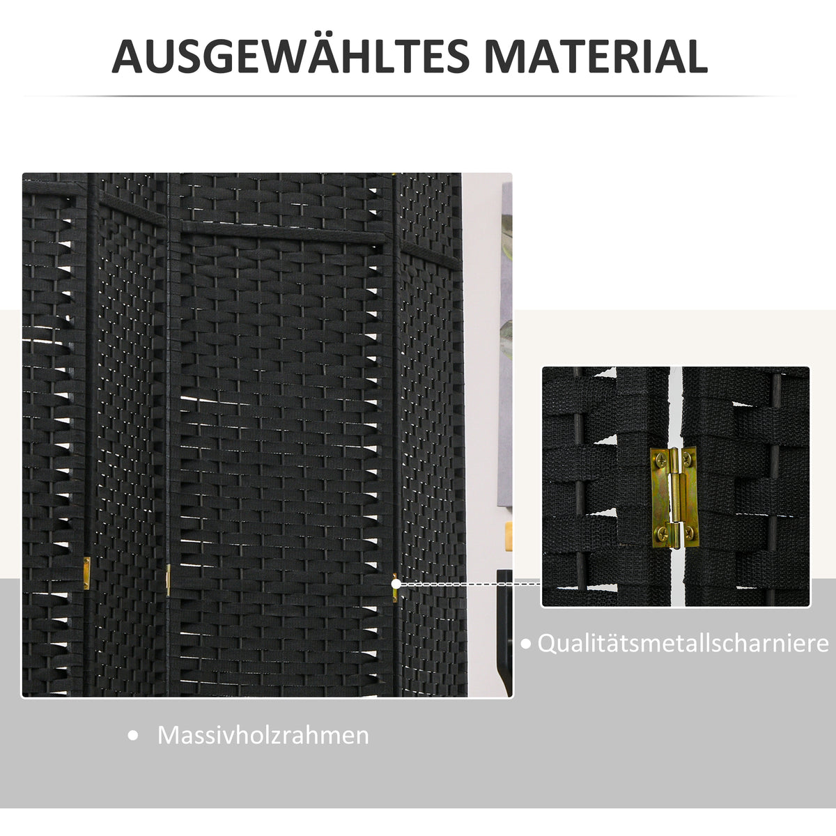 HOMCOM 6-teiliger Raumtrenner, Faltbarer Sichtschutz, Sichtschutzwand für Wohnzimmer, Schlafzimmer – Produktabbildung 6