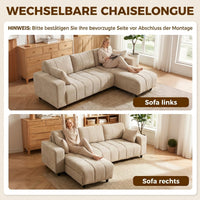 HOMCOM L-förmiges Ecksofa mit flexibler Chaiselongue, 4-Sitzer-Couch mit 2 Kissen, Metallrahmen, für – Produktabbildung 4