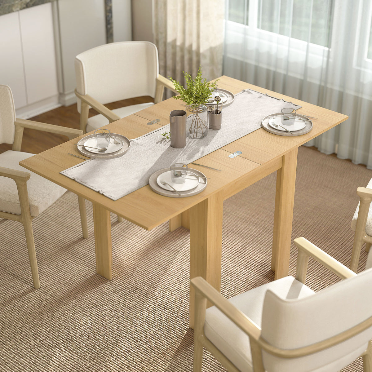 HOMCOM Esstisch Ausziehbar 70/140 x 80 cm Moderner Esszimmertisch für 4–6 Personen Platzsparend für – Produktabbildung 2