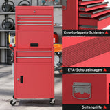 HOMCOM Rollbarer Werkzeugschrank, 6 Schubladen, 2 Schränke, Stahl, verschließbar, Rot – Produktabbildung 8
