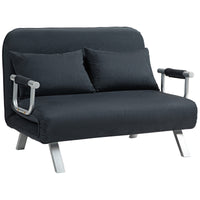 HOMCOM Schlafsofa, 5-fach verstellbar, Wildlederimitat, Stahlrahmen, inkl. Kissen, Schwarz