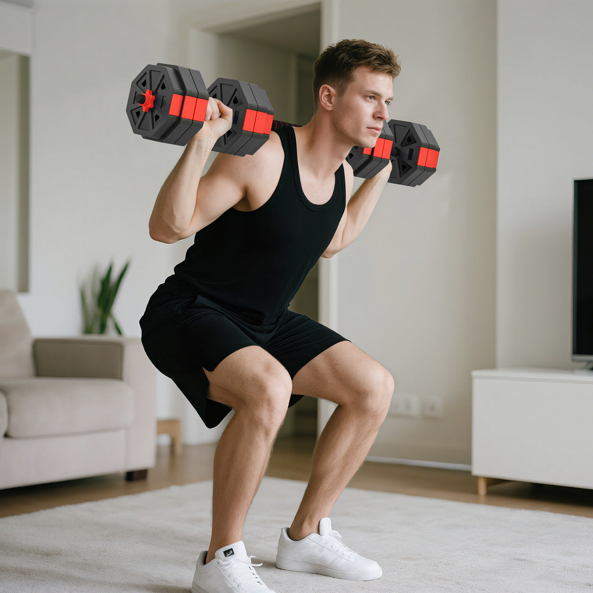 6-in-1 Hantelset Kurzhantel Set Kurzhanteln Langhanteln verstellbar 25 KG für Krafttraining Zuhause – Produktabbildung 2