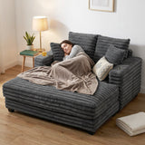 HOMCOM Chaiselongue 2 Sitzer Groß Schlafsofa 134 x 151 cm mit Becherhalter für Wohnzimmer, Grau – Produktabbildung 9