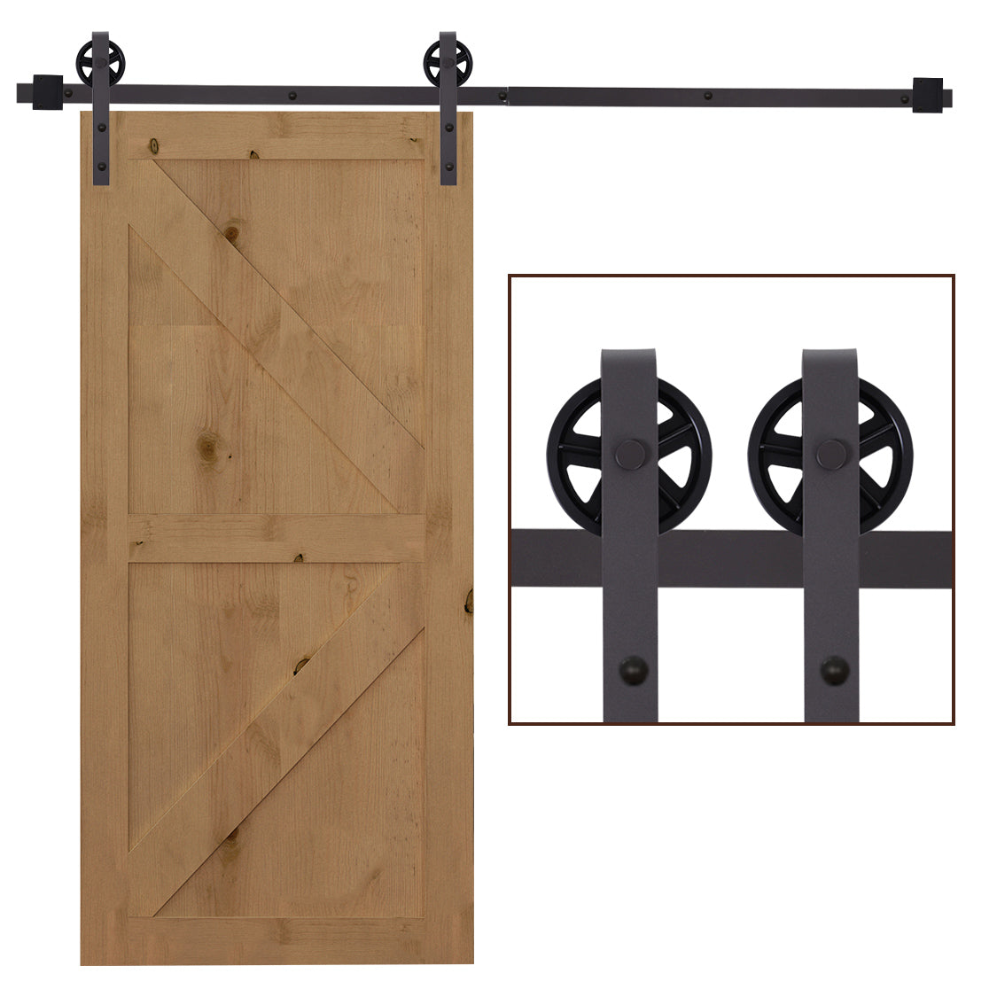 HOMCOM Gleitschienen-Bausatz für Schiebetür, inkl. Schienen, Rollen, Bodenstopper, 183 cm, bis 100 kg