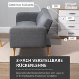 HOMCOM Schlafsofa, 2-Sitzer Stoffsofa, Sofa mit Schlaffunktion, leinenartiges Polyester, Kautschukholz – Produktabbildung 5