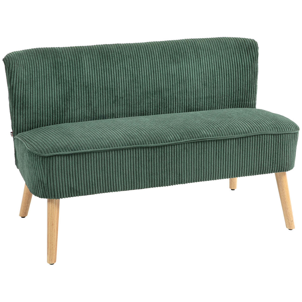 HOMCOM 2-Sitzer Polstersofa, Holz, Samtartiges Polyester, Schaumstoff, 117 x 56,5 x 77 cm, Grün