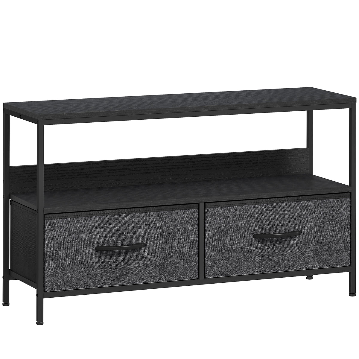 HOMCOM TV Schrank Lowboard mit 2 Schubladen, offenem Fach, für Fernseher bis 47 Zoll, 98 x 29 x 56 cm