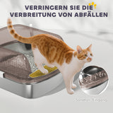PawHut Katzenklo Edelstahl, Katzentoilette mit hohem Rand, Wanne, inklusive Schaufel, für große Katzen – Produktabbildung 5