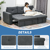 HOMCOM 3-Sitzer-Sofa mit Bettfunktion, Schlafsofa mit Chaiselongue, Polstersofa, Dunkelgrau – Produktabbildung 6