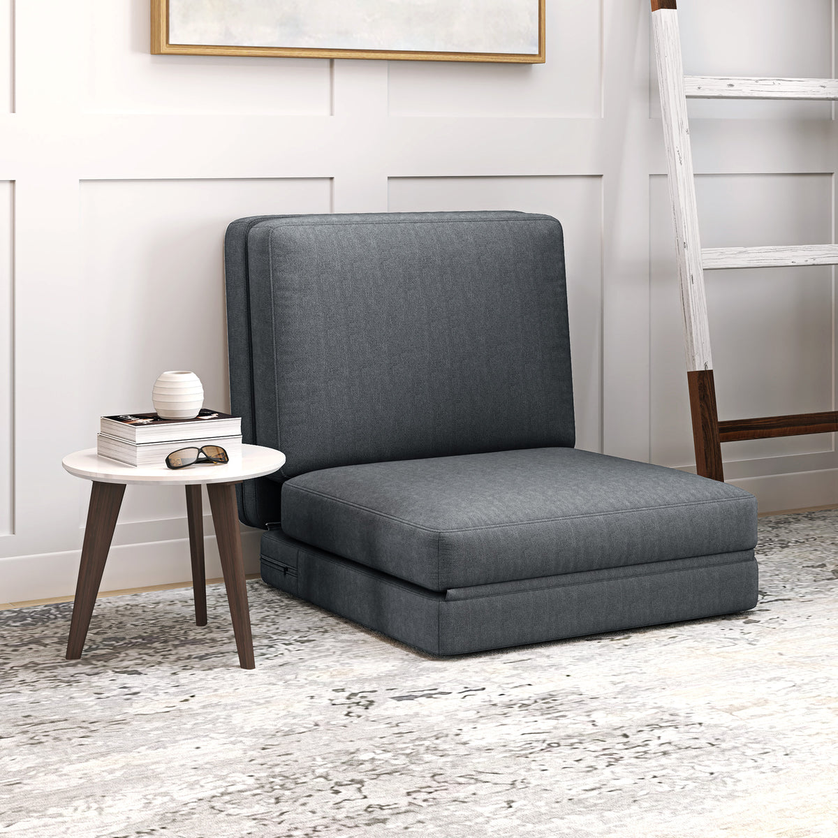 HOMCOM Faltbarer Bodensessel mit Kissen, wandelbares Polstersofa, Wohnzimmer, Gästezimmer, Büro, 75 x – Produktabbildung 2
