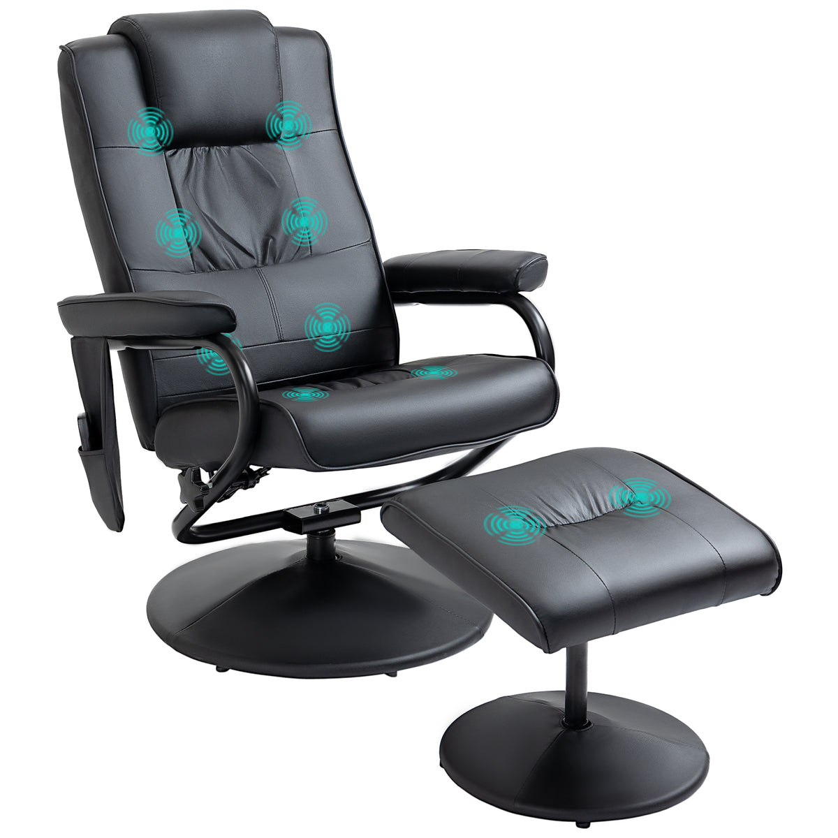 HOMCOM Massagesessel mit Hocker, Drehbares Relaxsessel mit Massagefunktion, Elektrisches Fernsehsessel mit