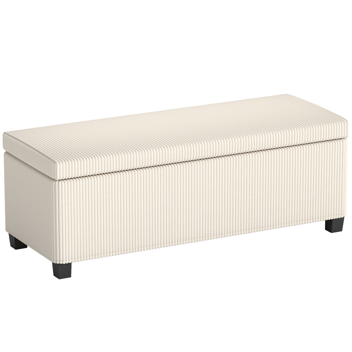 HOMCOM Sitzbank mit Stauraum, Aufbewahrungsbank, Cord-Design, Stahlrahmen, Beige