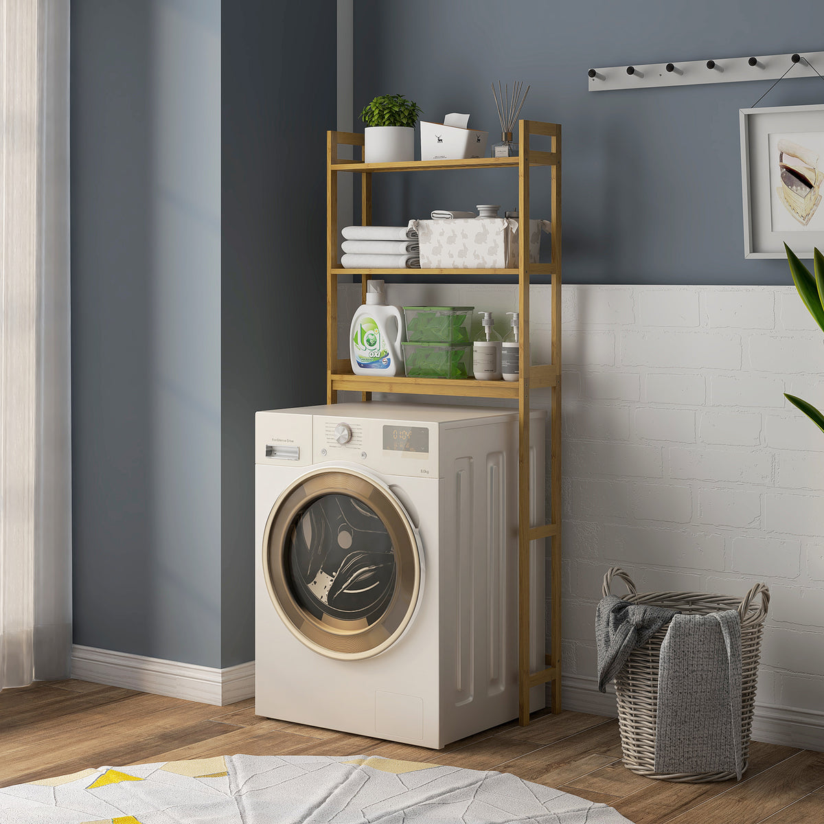 KleanKin Badezimmerregal Badregal Toilettenregal, 3 Regale, wasserbeständig, 68 cm x 20 cm x 165 cm – Produktabbildung 2