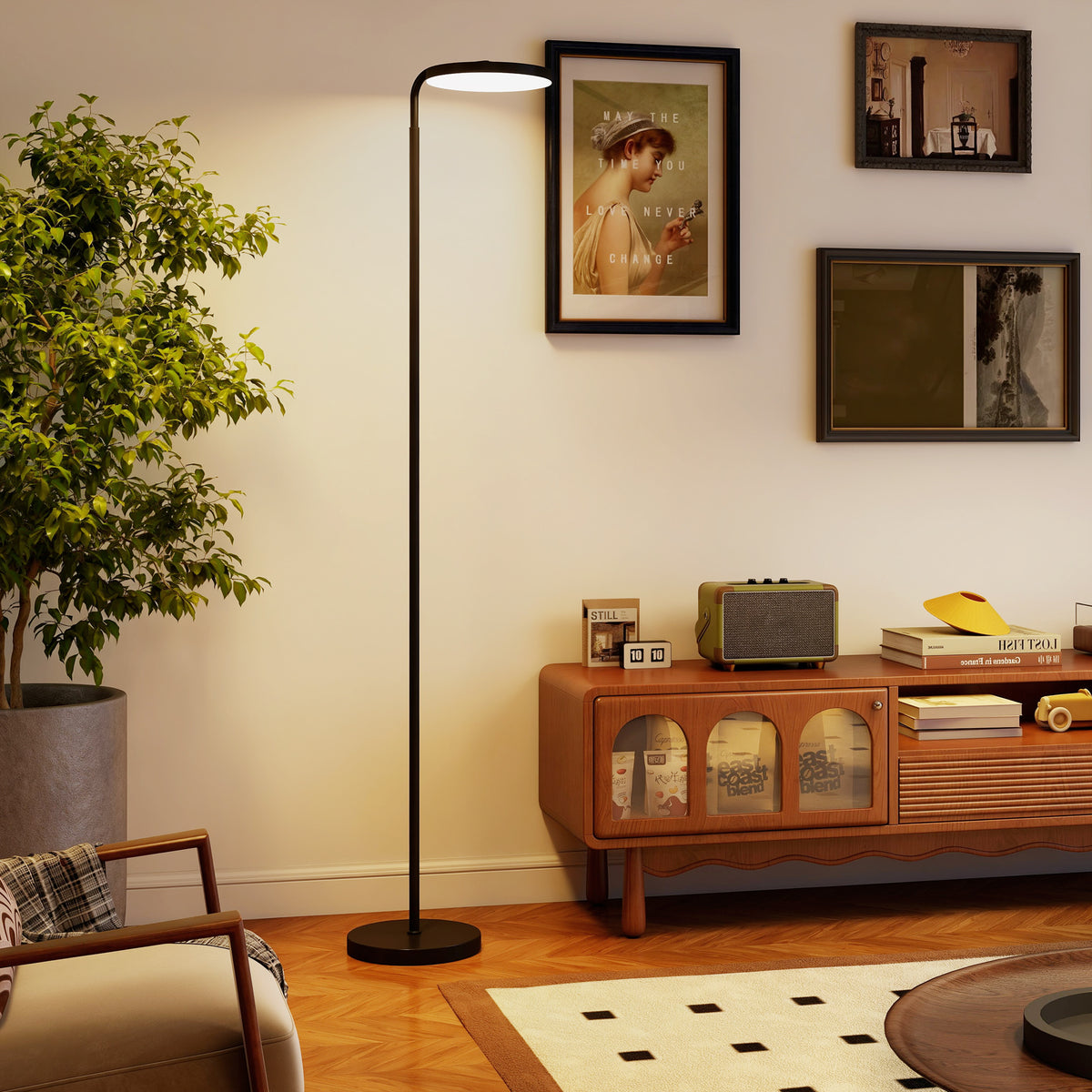 HOMCOM LED-Stehlampe mit magnetischer Fernbedienung, flexibel verstellbar, drehbar, Metall, Schwarz – Produktabbildung 2