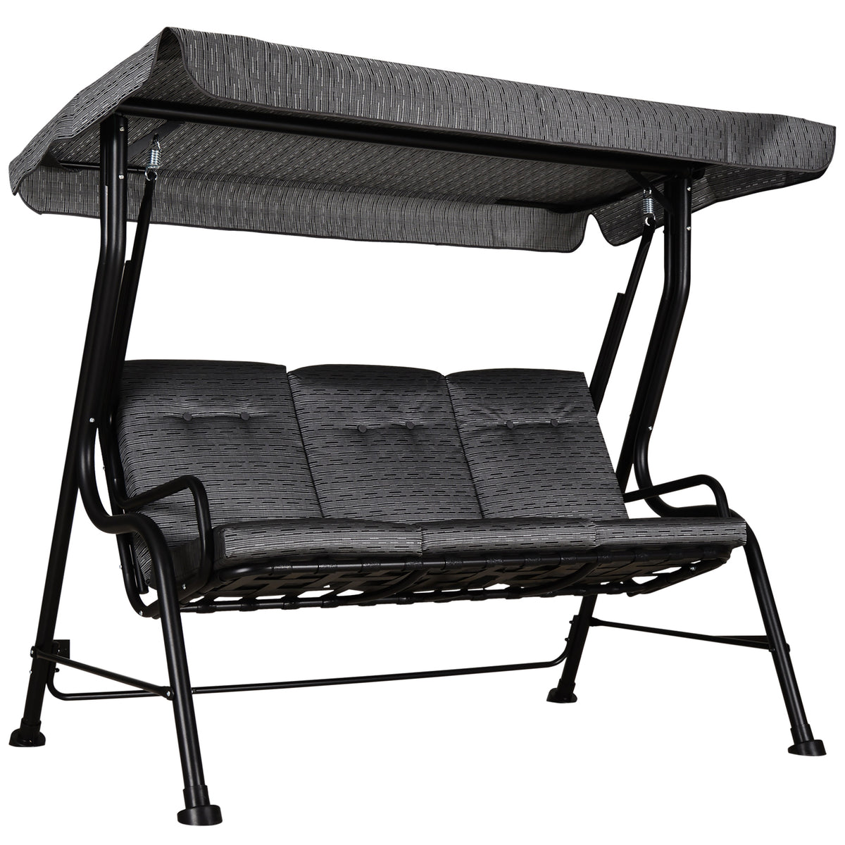 Outsunny 3-Sitzer Hollywoodschaukel, Gartenschaukel, Verstellbares Sonnendach, Abnehmbare Kissen, Grau