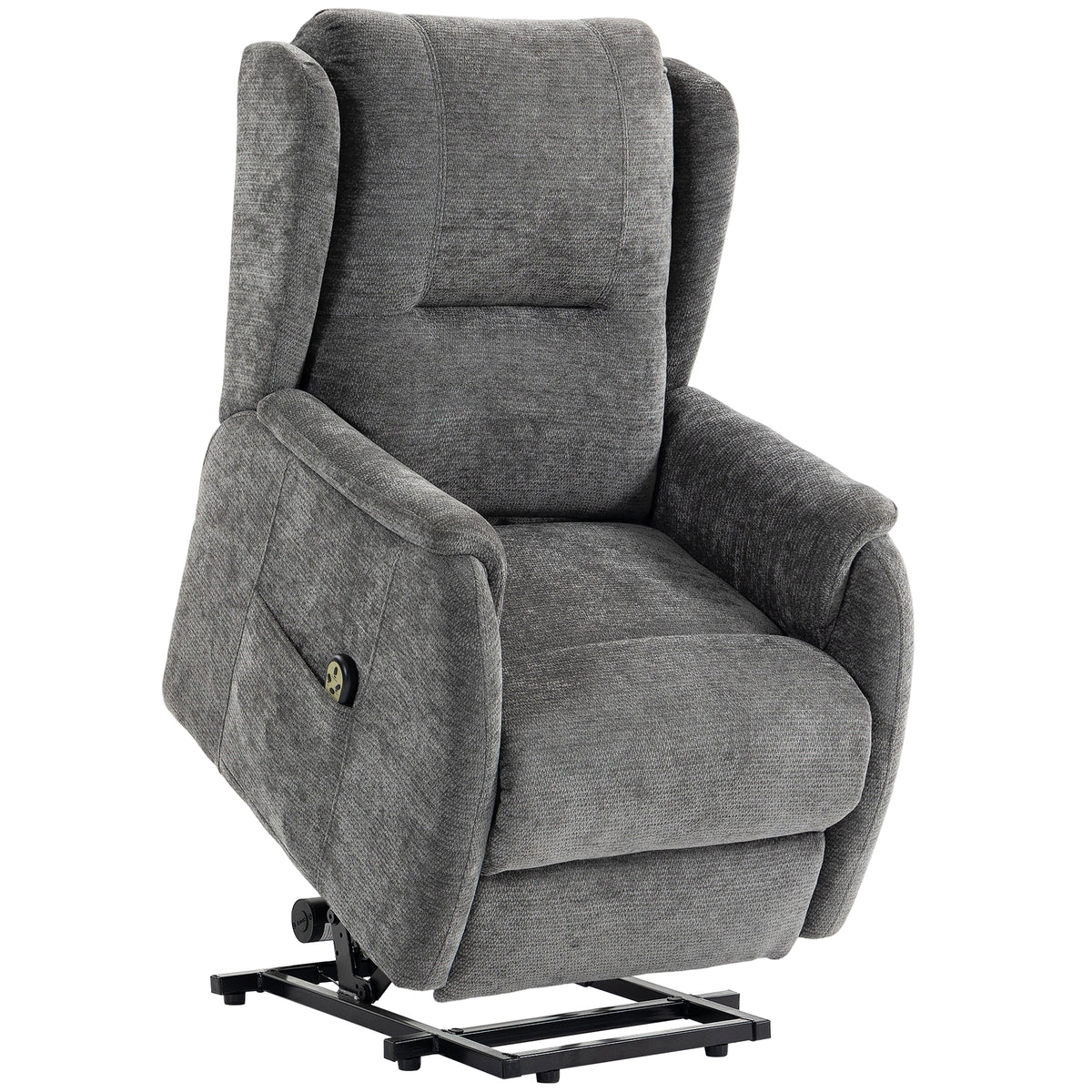 HOMCOM Fernsehsessel Relaxsessel mit Aufstehhilfe für Senioren, Chenille-Optik, mit Fernbedienung und