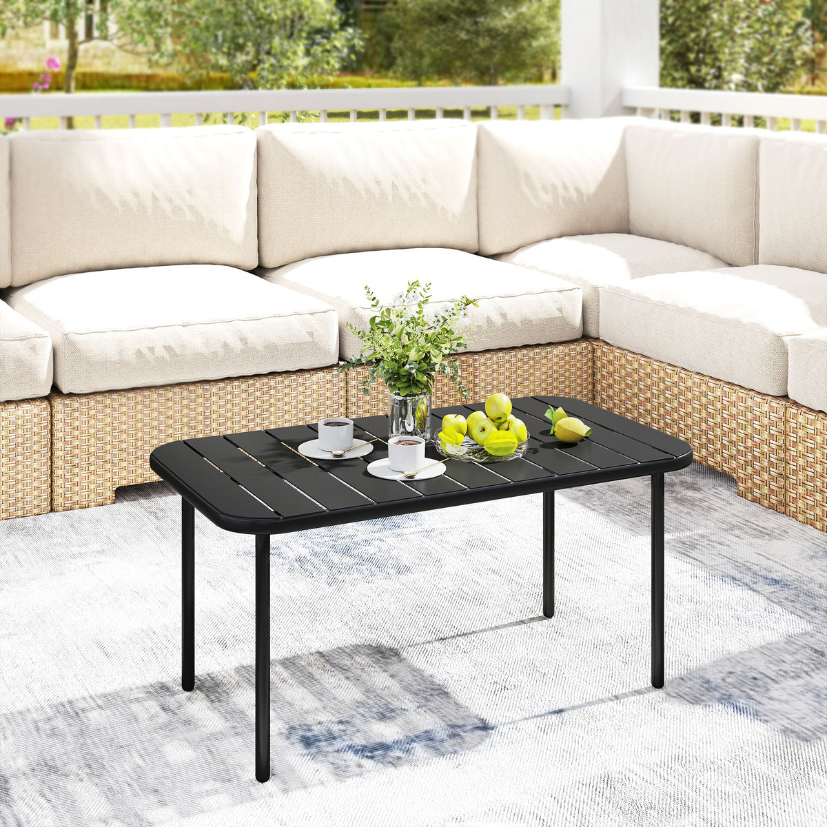Outsunny Beistelltisch Rechteckig Balkontisch aus Stahl pflegeleicht für Balkon Garten Terrasse Veranda – Produktabbildung 2