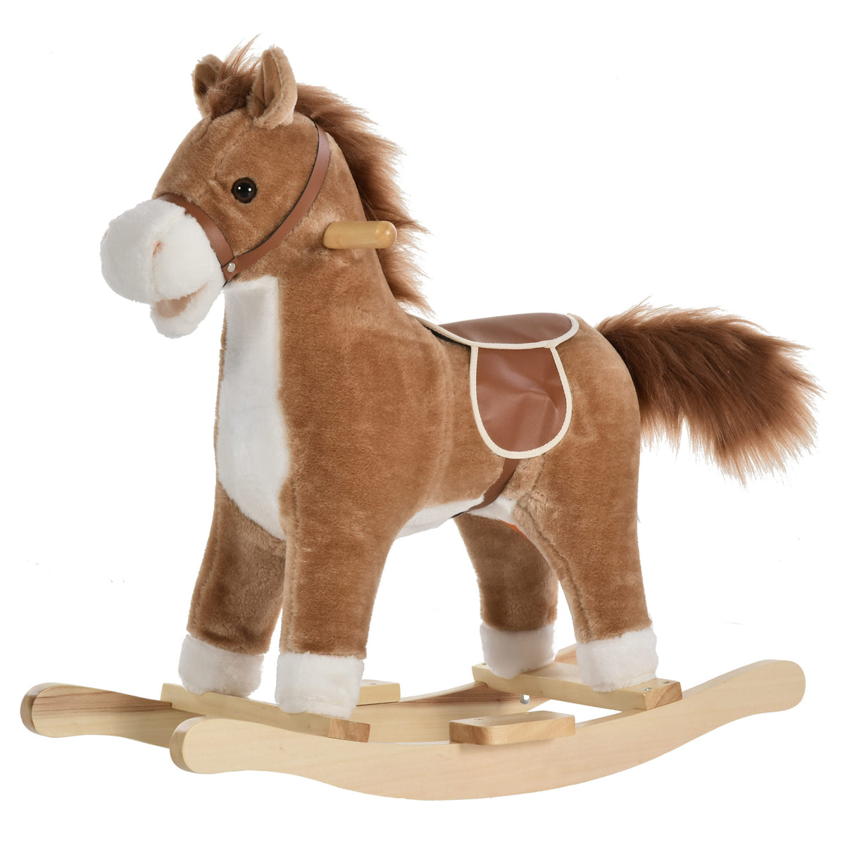 HOMCOM Kinder Schaukelpferd Baby Schaukeltier Pferd mit Tiergeräusche Spielzeug Haltegriffe für 36-72 Monate
