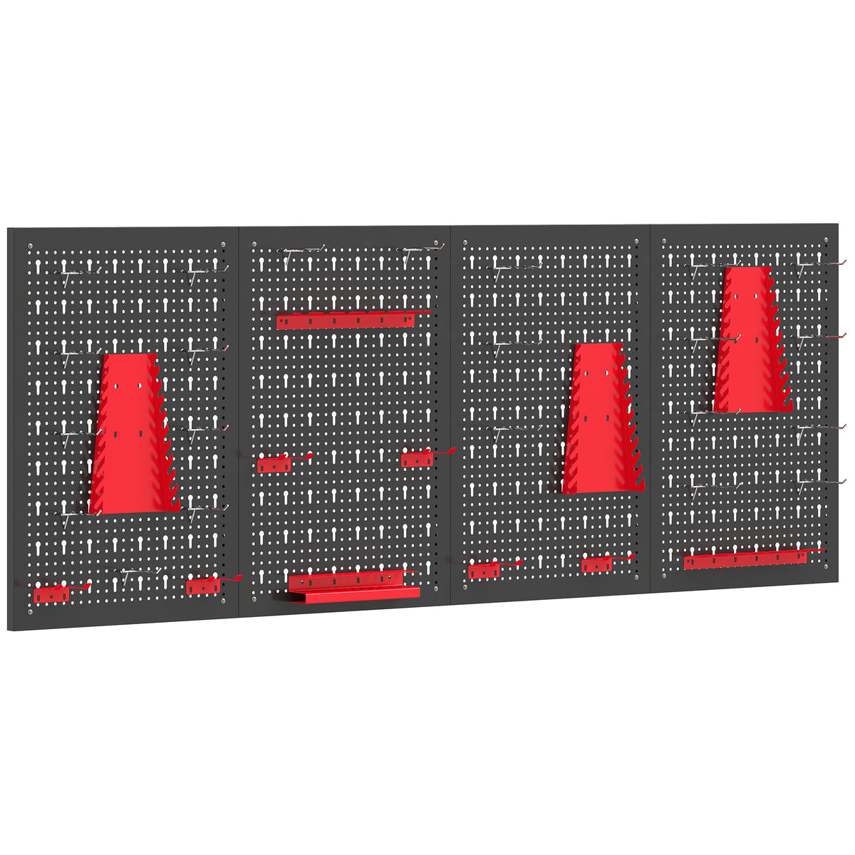 HOMCOM Lagersystem Wandregal 60 x 160 cm, 38 stck. Schüttenregal mit Haken Ablageböden Sichtlagerkästen