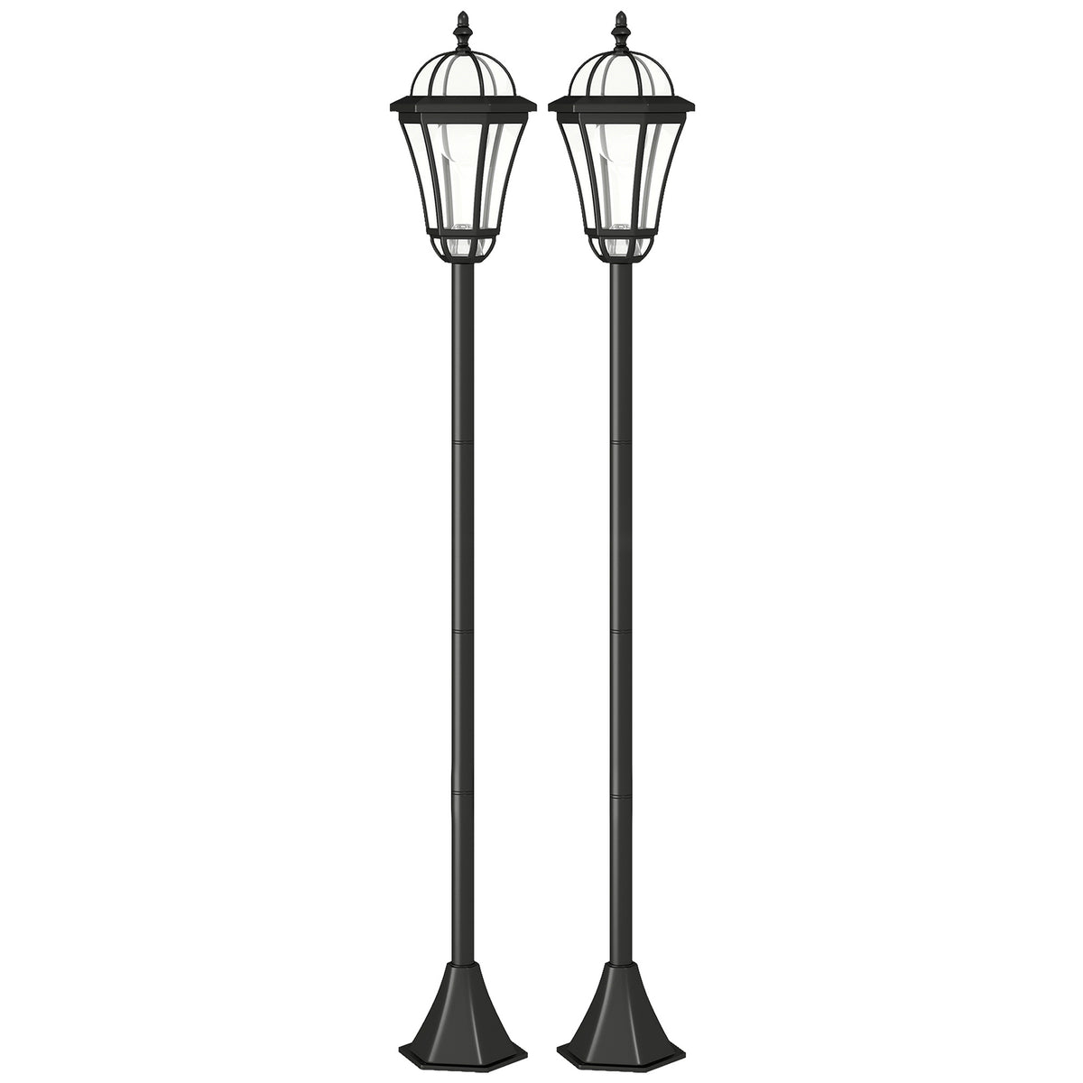 Outsunny Solar Gartenlaterne 2er Set, Wetterfeste Wegleuchte 129 cm hoch, mit LED, 6 Std. Beleuchtung, IP44