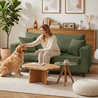 HOMCOM 2-Sitzer-Cordsofa mit breiter tiefer Sitzfläche und Federkernpolster, grün – Produktabbildung 8