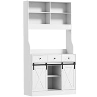 HOMCOM Küchenschrank mit Regalen, Schränken, Schubladen und Ablagefläche, Bauernhaus-Flair, verstellbare