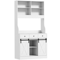 HOMCOM Küchenschrank mit Regalen, Schränken, Schubladen und Ablagefläche, Bauernhaus-Flair, verstellbare
