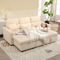 HOMCOM Verstellbares Bettsofa, L-förmiges Gästesofa mit Bettfunktion, Stauraum, Kissen, für Wohnzimmer – Produktabbildung 9