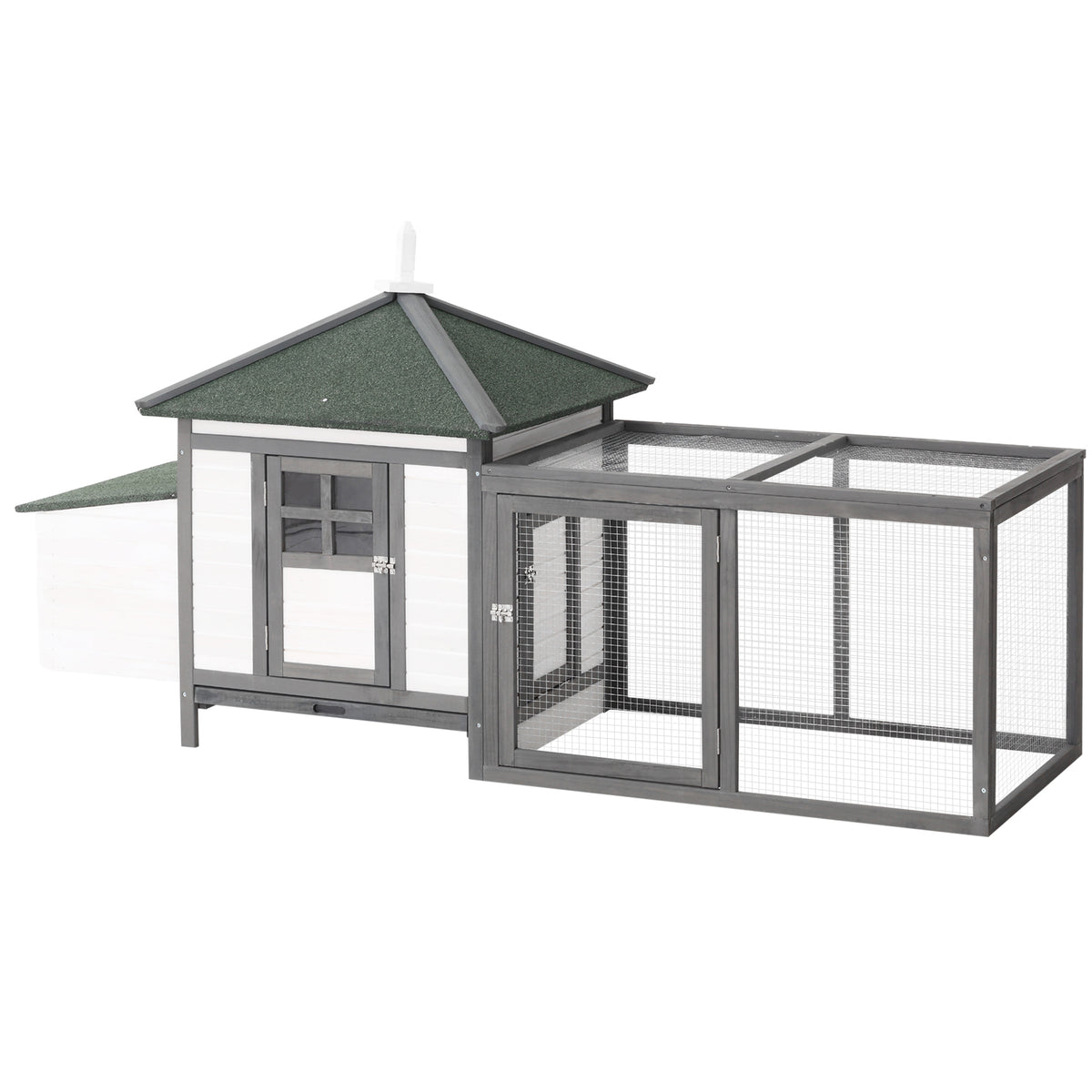 PawHut Hühnerstall für Zwerghühner 196 x 76 x 97 cm witterungsbeständig Hühnerhaus mit Nistkasten