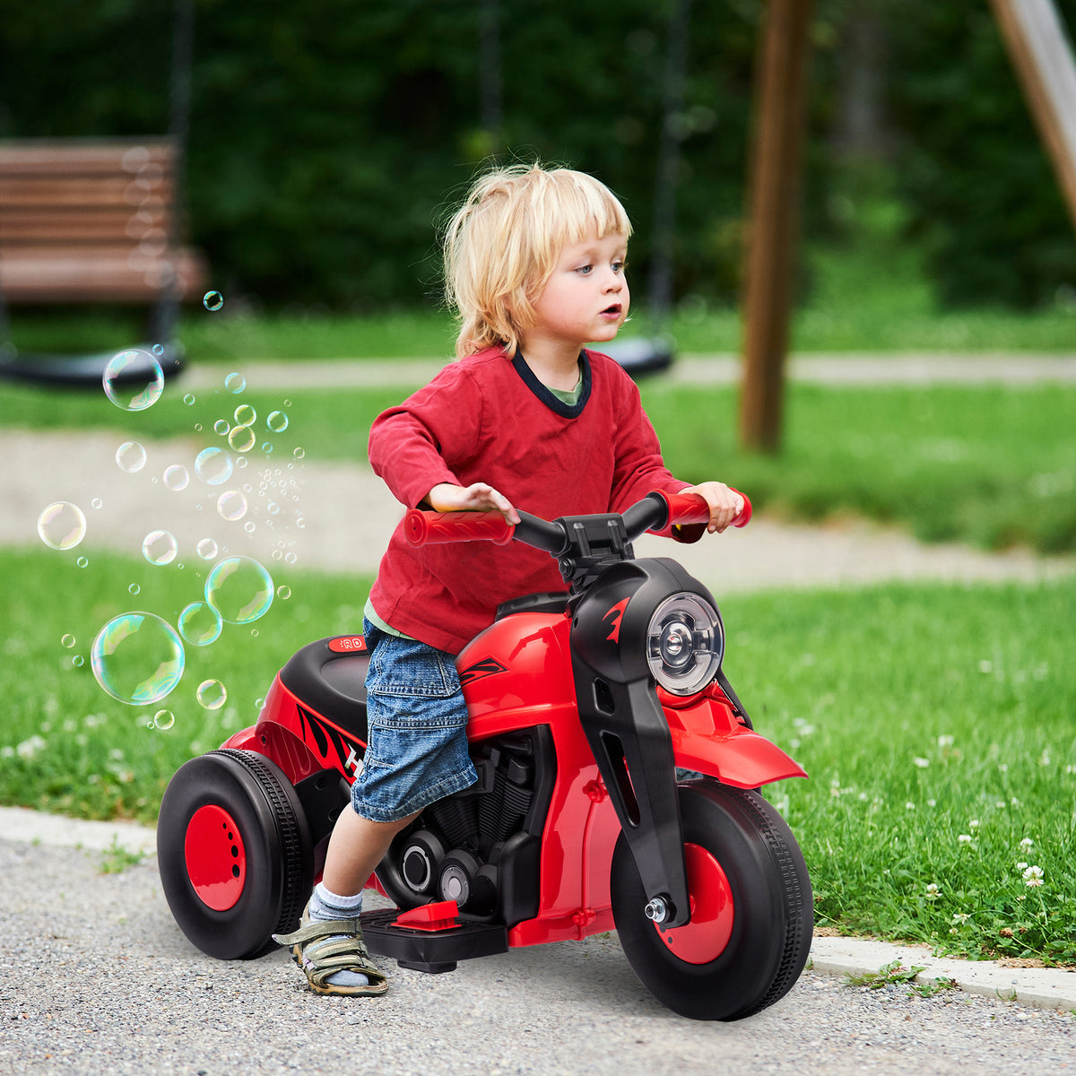 Kinder Elektro-Motorrad, 6V Kindermotorrad mit Musik, Blasen 2,5-3 km/h, für 2-5 Jahre Kinder – Produktabbildung 2