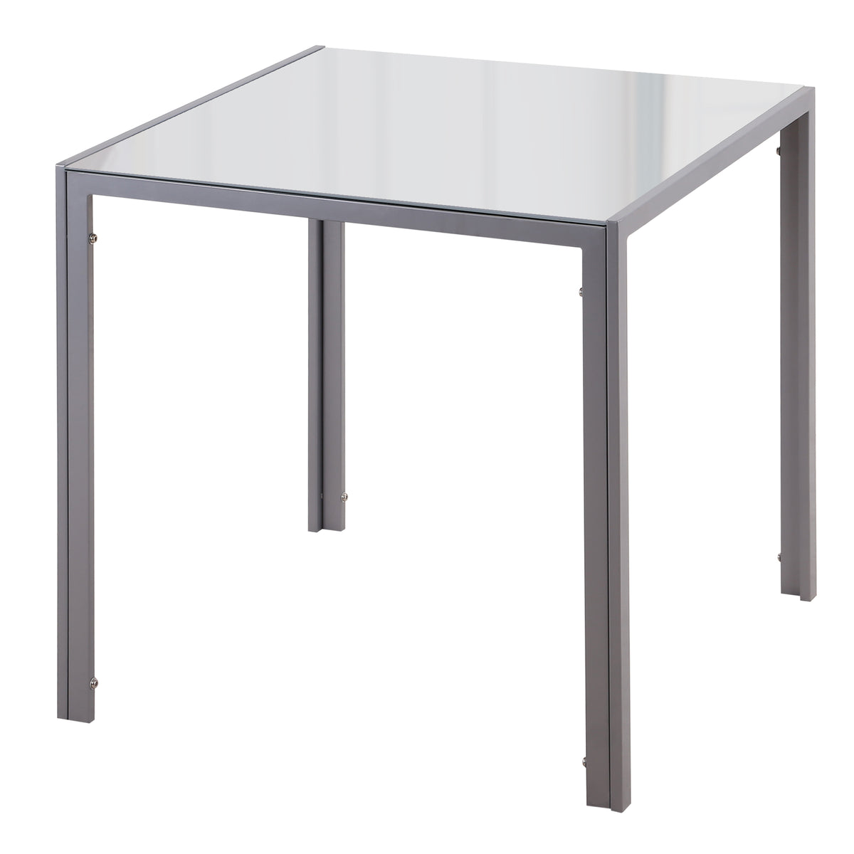 HOMCOM Esstisch Küchentisch Glastisch Quadratischer Tisch, Glasplatte, kompaktes Design, Grau