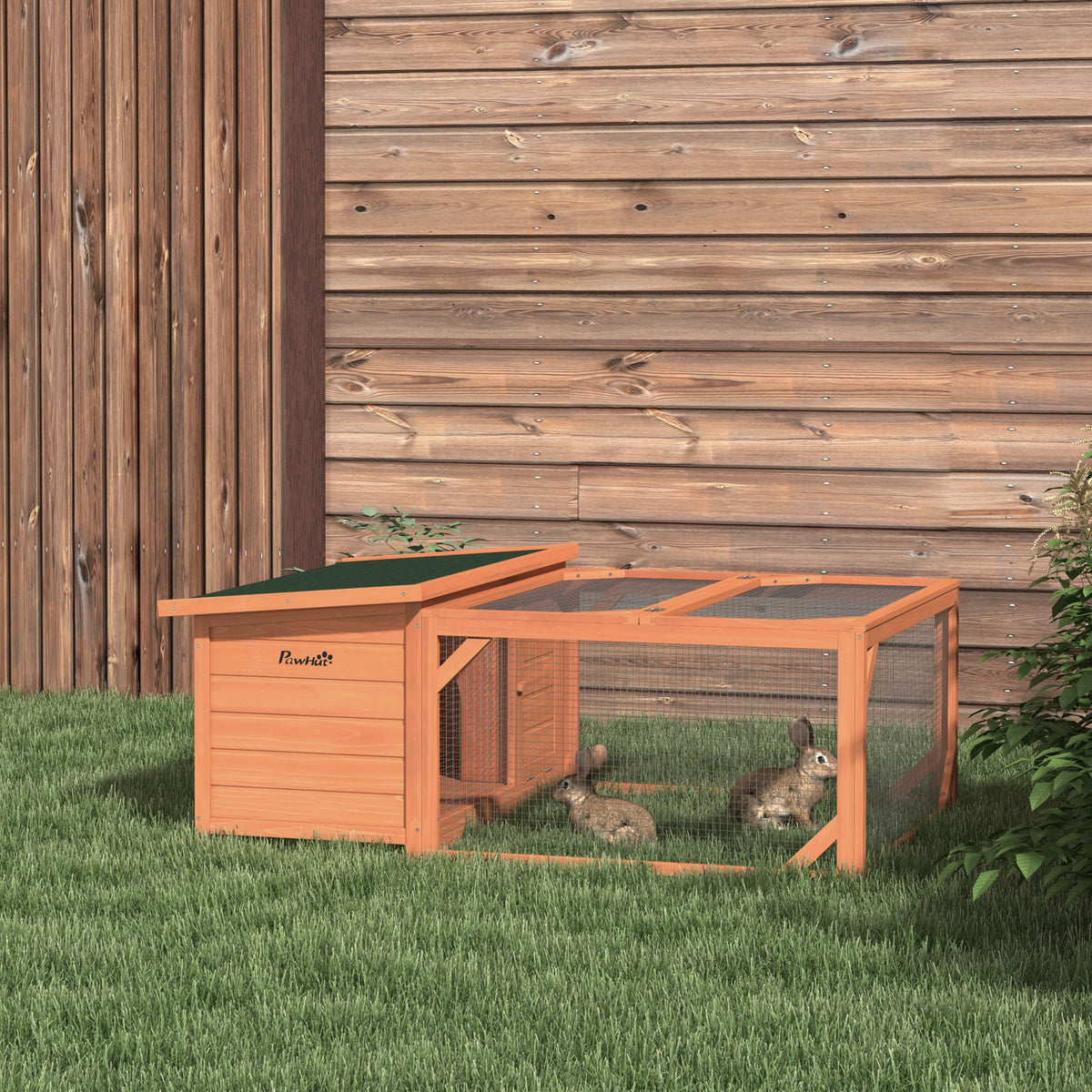 PawHut Kleintierstall mit Freigehege, herausnehmbare Bodenwanne, wetterbeständig, 125,5 cm x 100 c x 49 – Produktabbildung 2