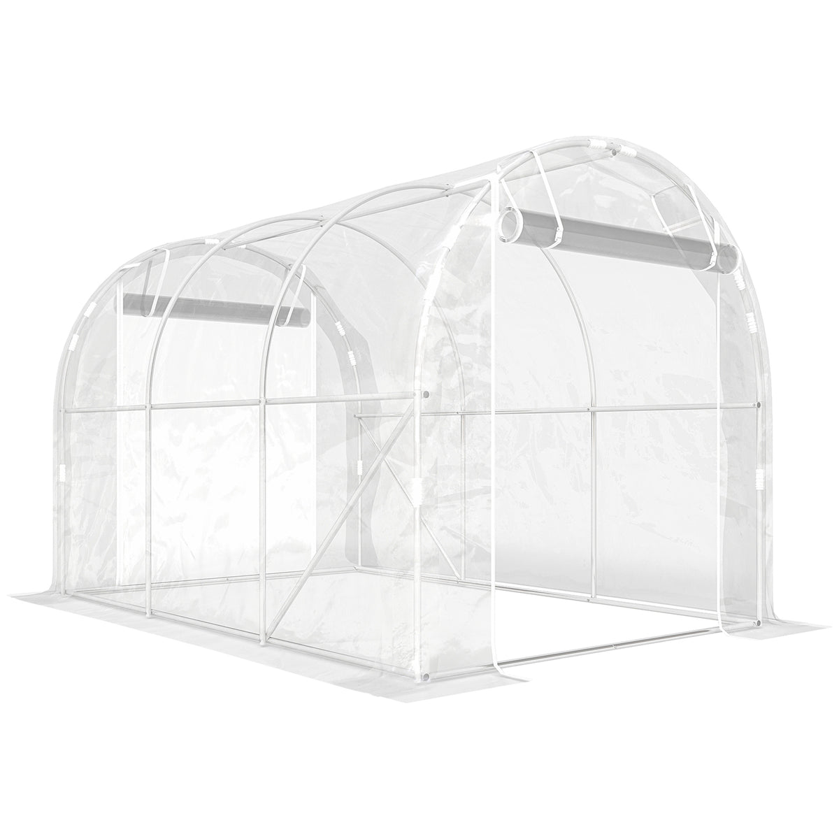 Outsunny Polytunnel-Gewächshaus, begehbares Gewächshaus mit verzinktem Stahlrahmen und UV-beständiger